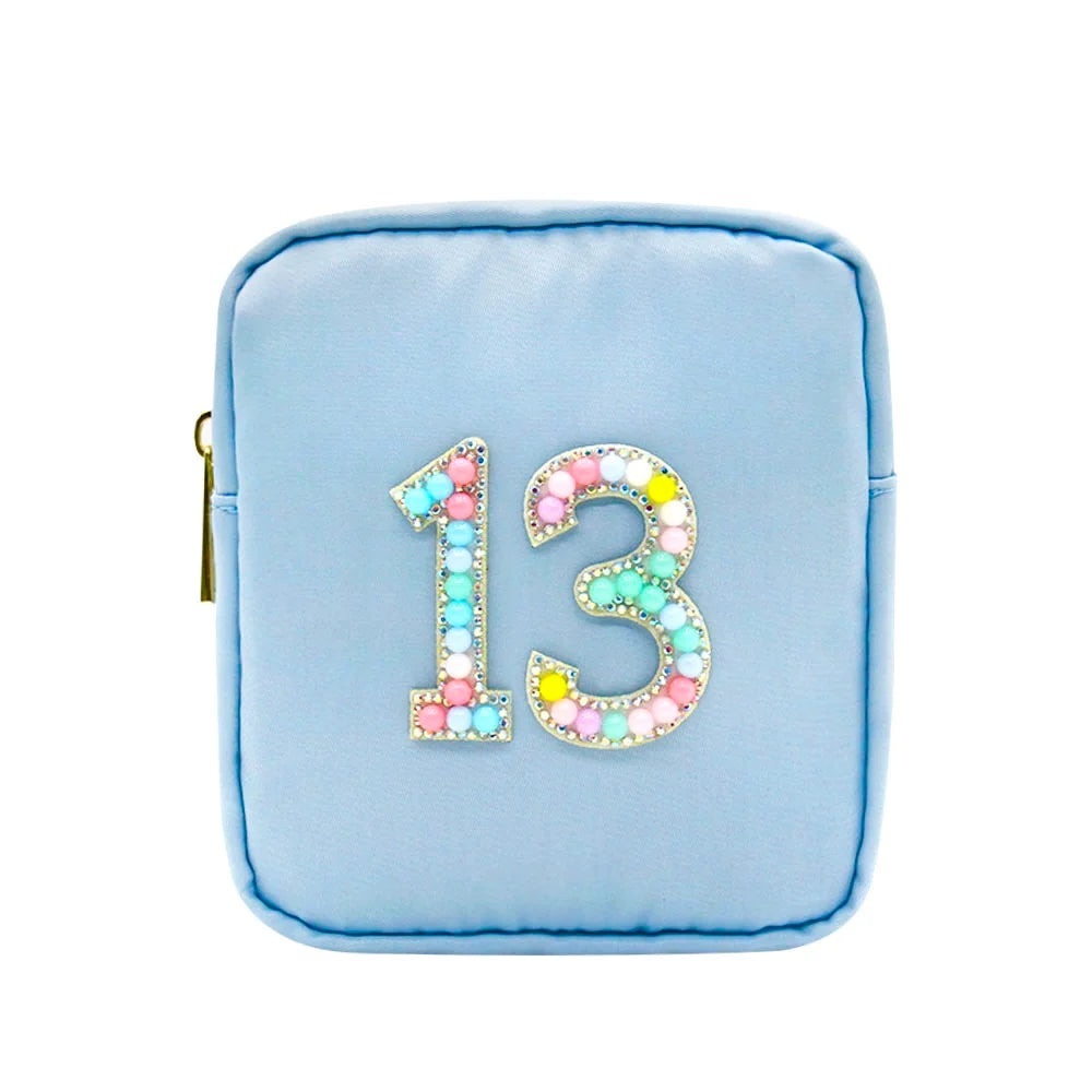 Blue Kids Accessory Bag with Colorful Number 13 Design Taylor Swift Lucky 13
